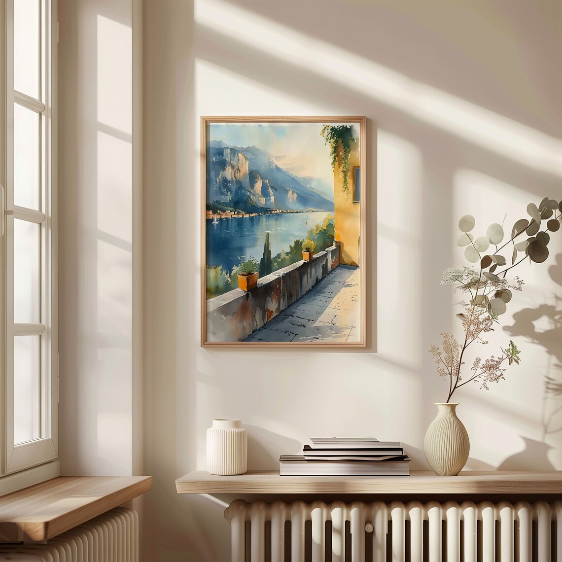Lake Garda Italian Lake Terrace Mountain View Watercolor Poster - Image 4