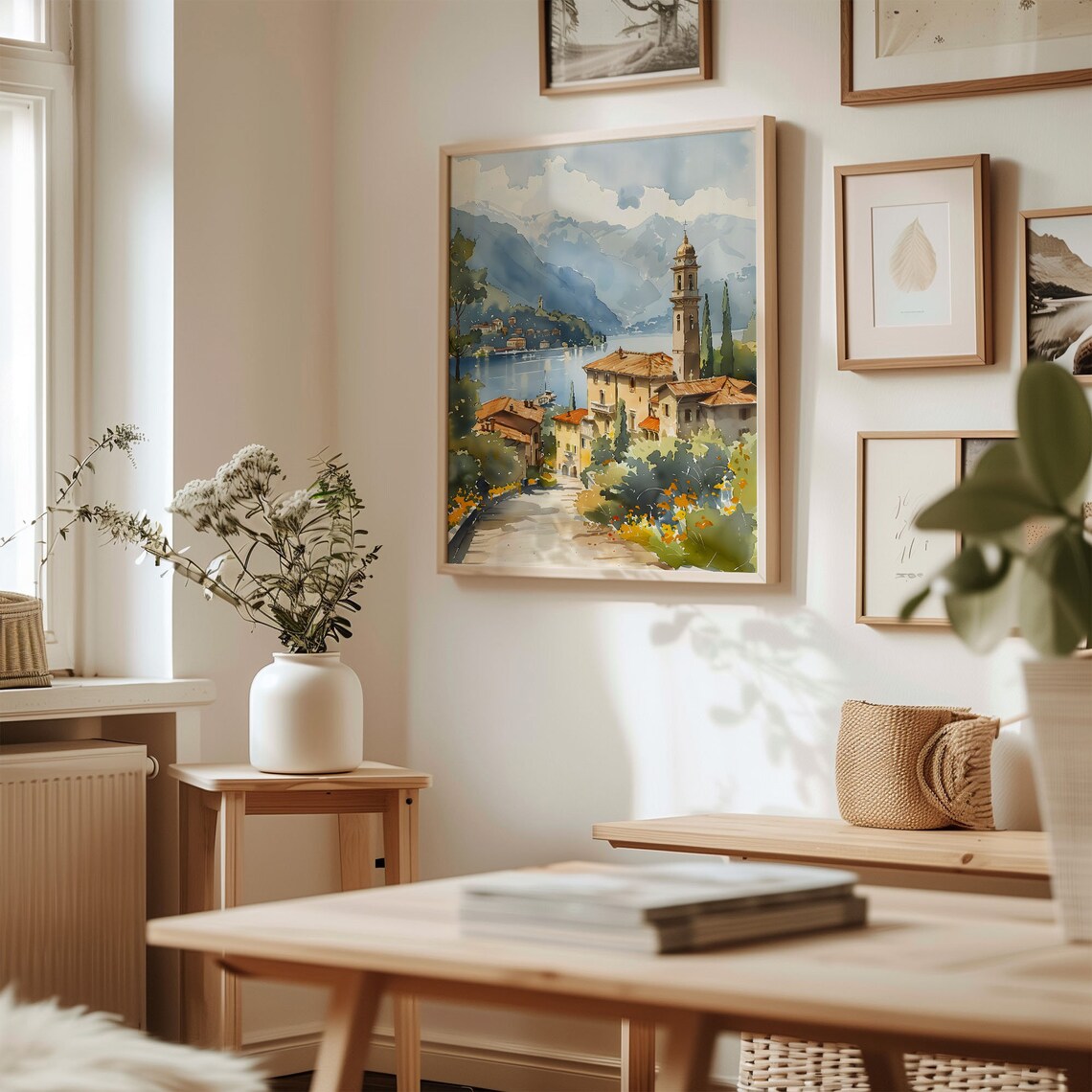 Lake Como Watercolor Painting, Italy Travel Poster - Image 3