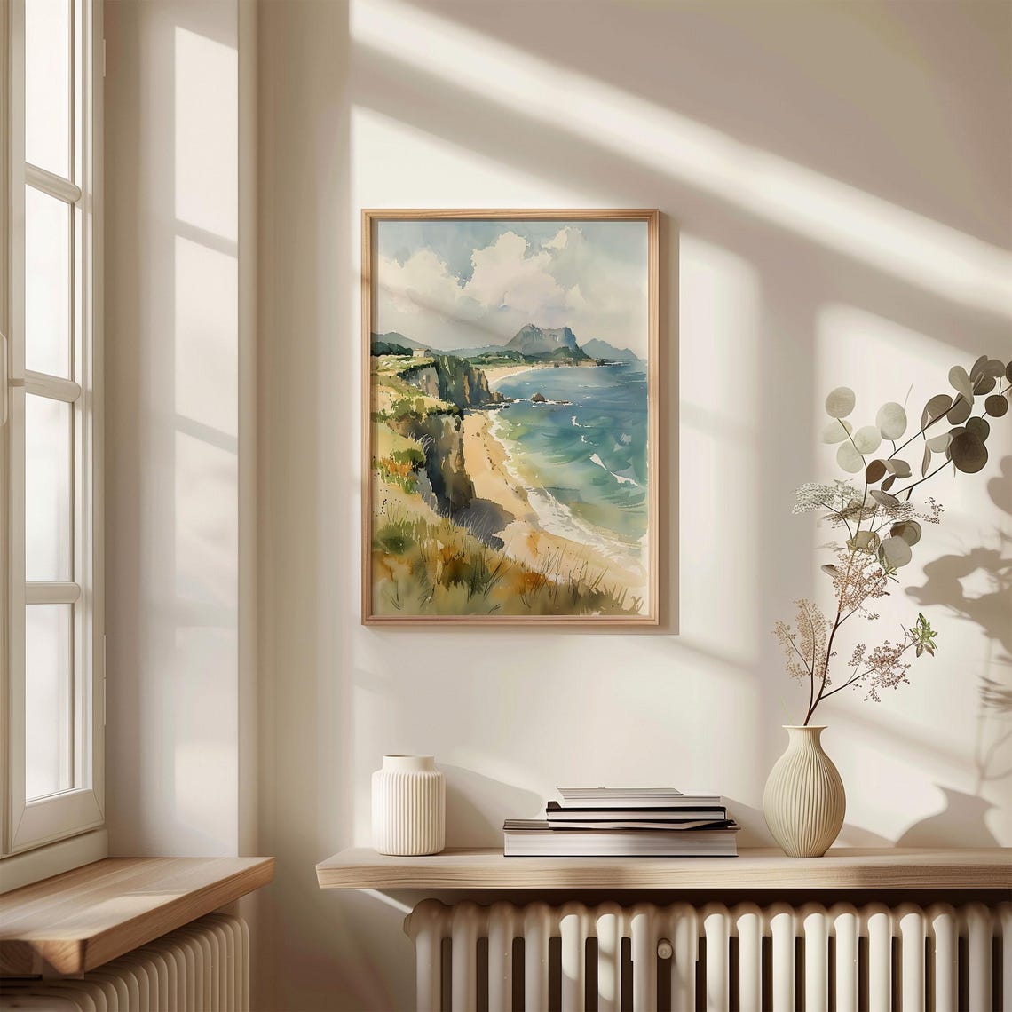 Constantine Bay Cornwall Sandy Beach Watercolor Painting Poster - Image 4