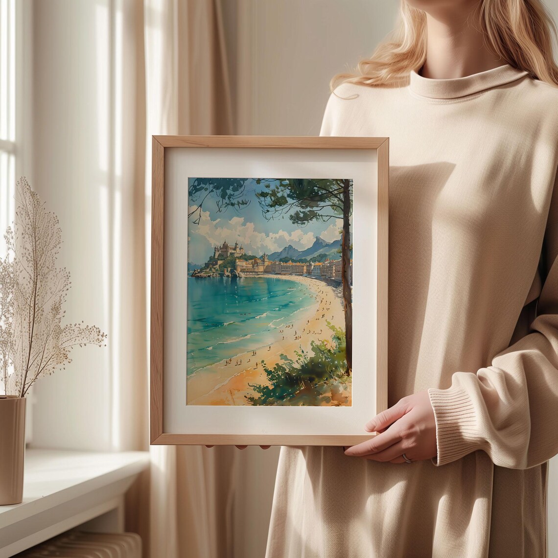 San Sebastian Watercolor Travel Poster, Spain Decor - Image 2