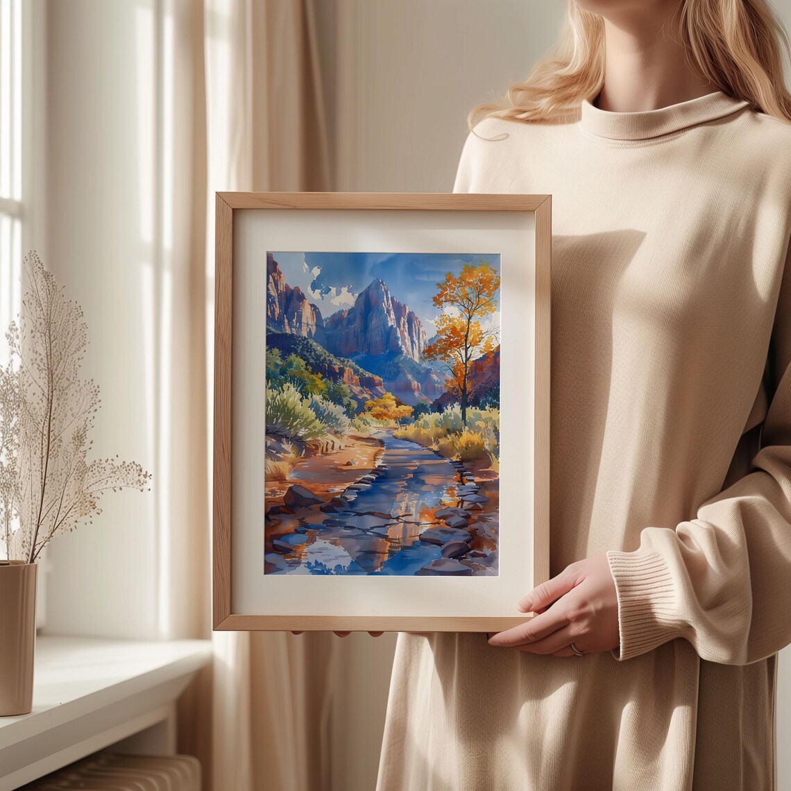 Zion National Park Watercolor Art Print, Travel Poster - Image 2