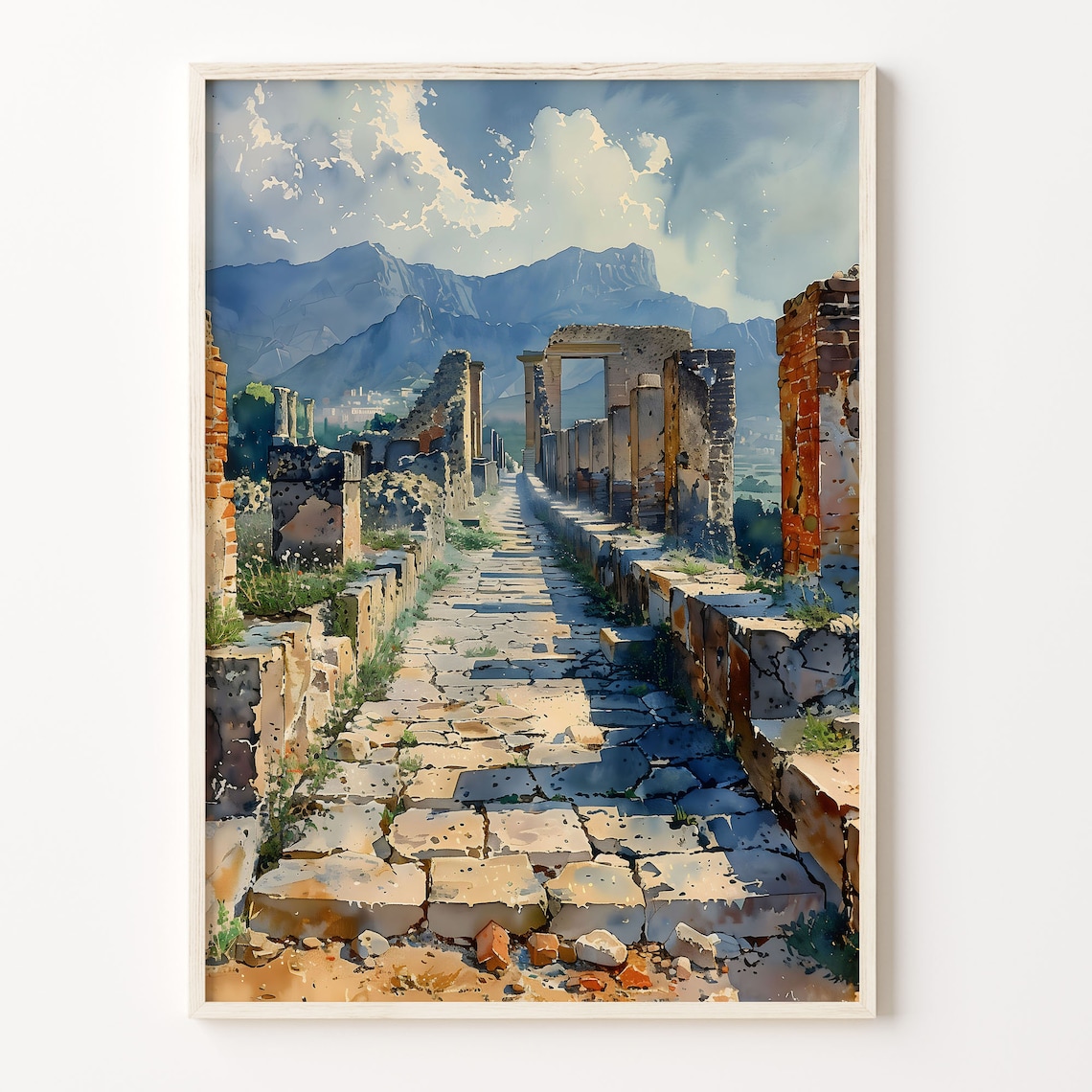 Pompeii Travel Watercolor Art Print, Italy