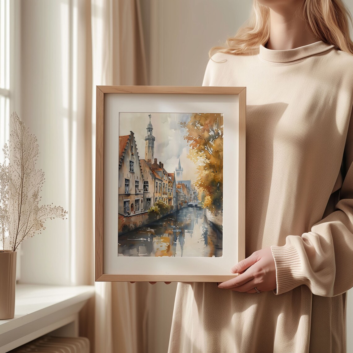 Bruges Watercolor Travel Poster, Belgium Wall Art - Image 2