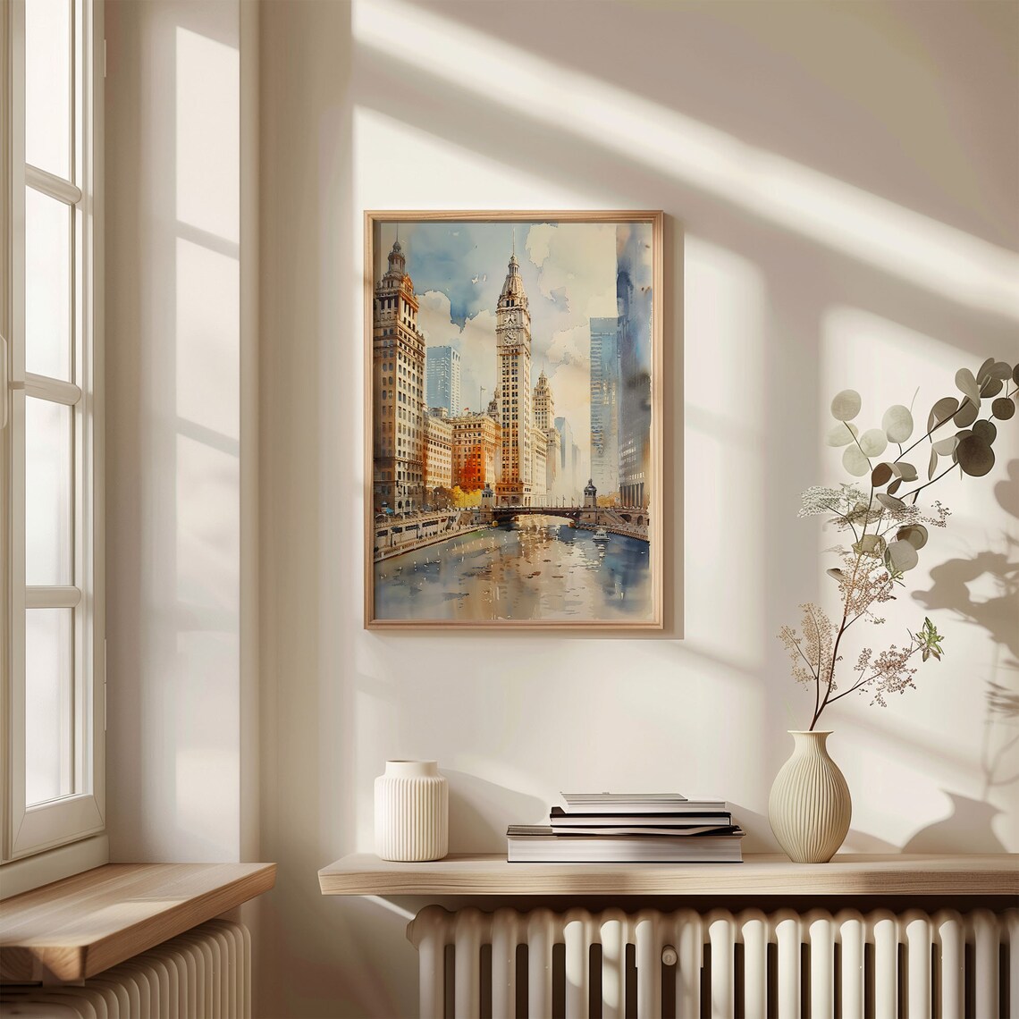 Chicago Skyline Watercolor Travel Poster, Wall Art Print - Image 4
