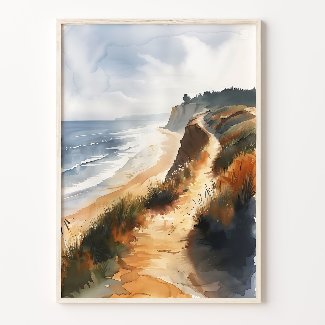 Croyde Beach Watercolor Poster, Devon Coastal Art