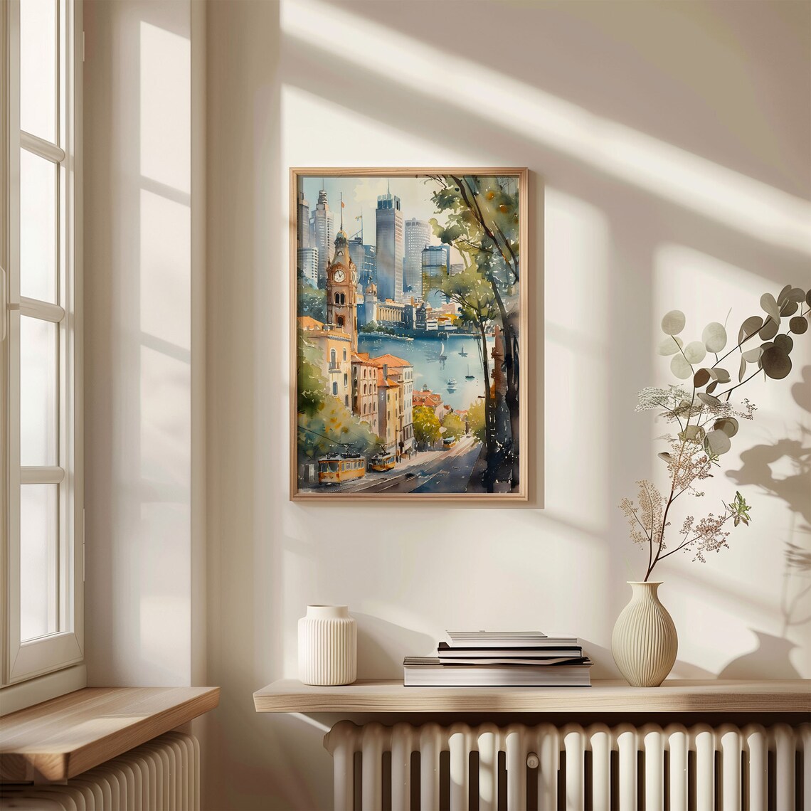 San Francisco Cable Cars Hill Street Harbor Watercolor Poster - Image 4