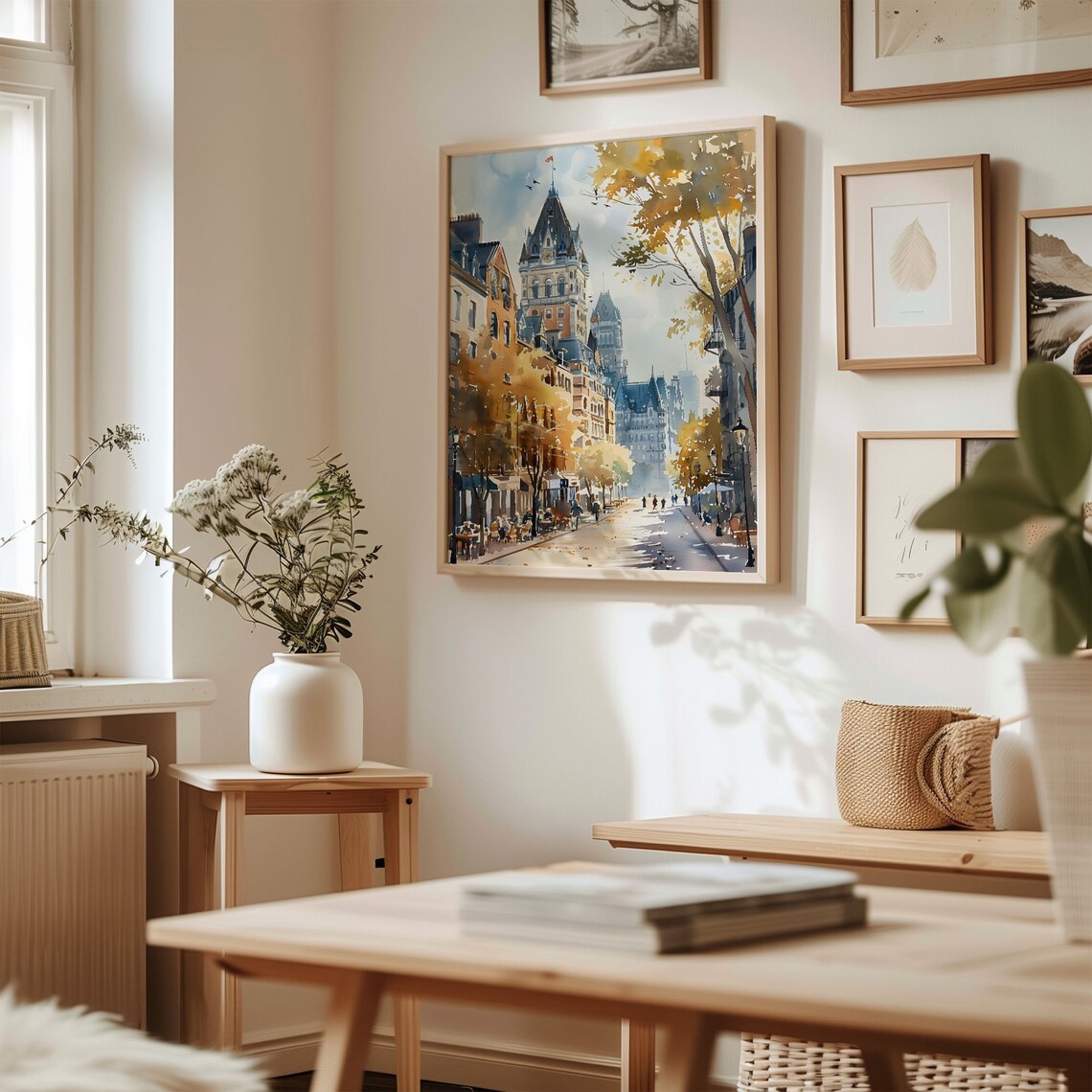 Montreal Quebec Old Town Chateau Autumn Street Watercolor Poster - Image 3