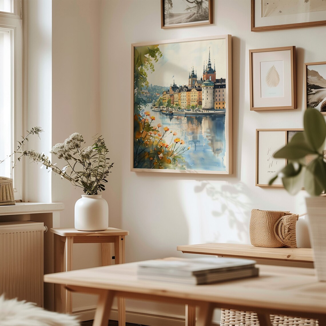 Stockholm Travel Poster, Watercolor Mid-Century Print - Image 3
