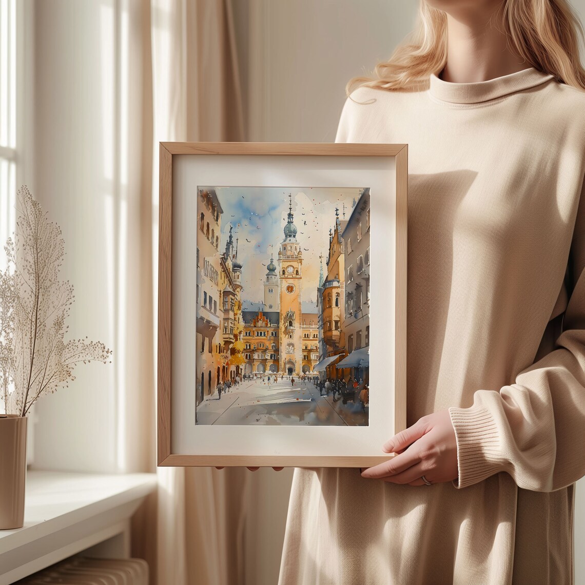 Munich Watercolor Painting, German Travel Poster - Image 2