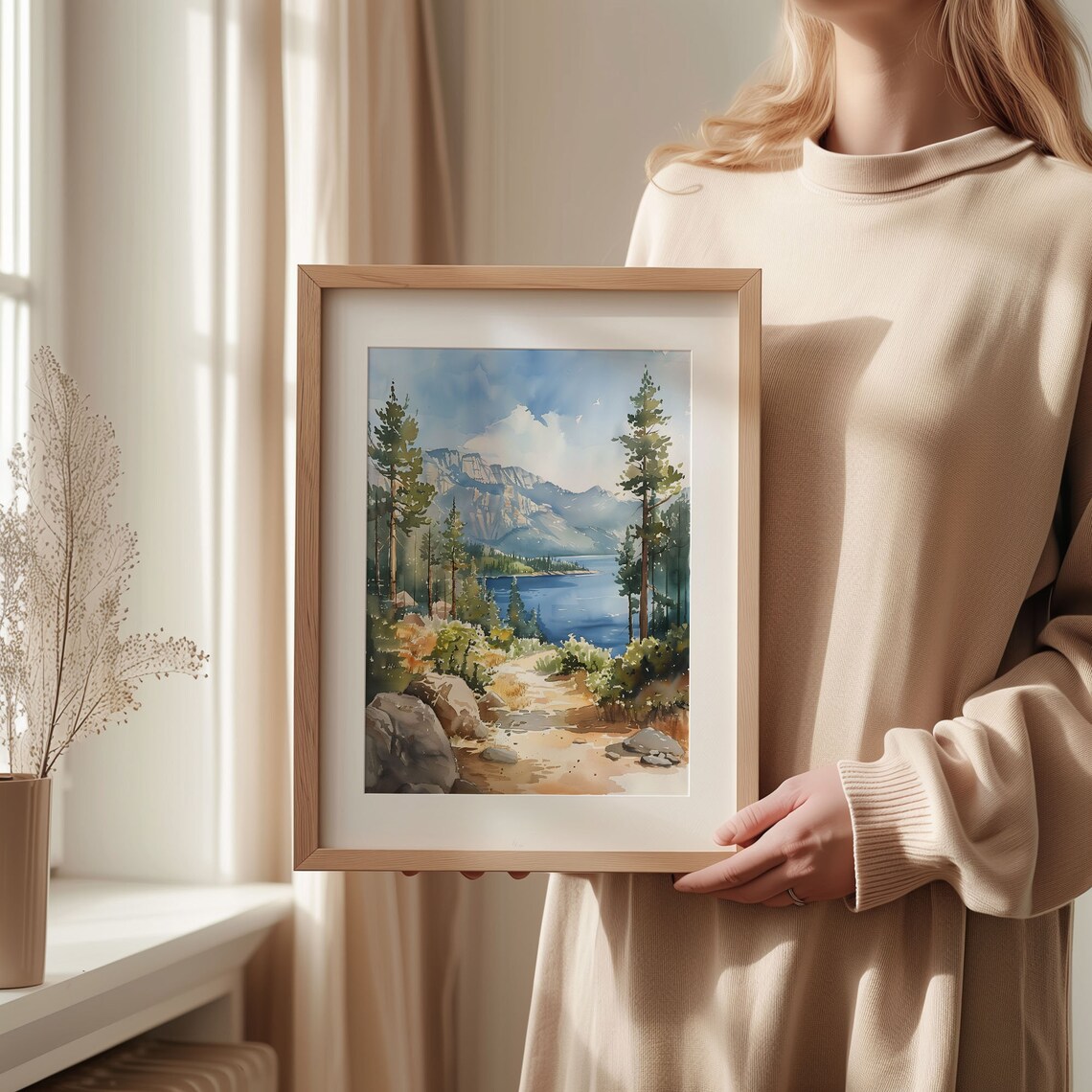 Lake Tahoe Watercolor Travel Poster, National Park Art - Image 2