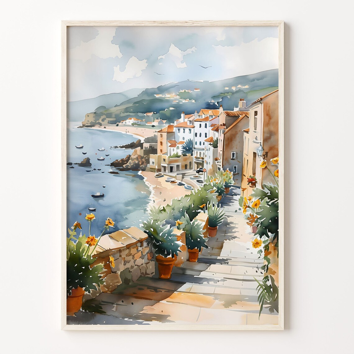 St Ives Watercolor Painting, Cornwall Travel Poster