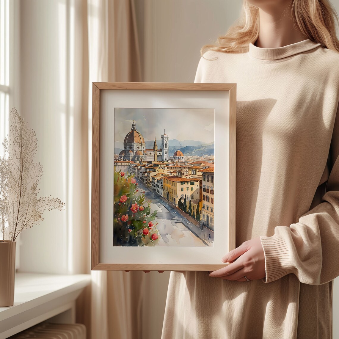 Florence Watercolor Travel Poster, Mid-Century Modern - Image 2