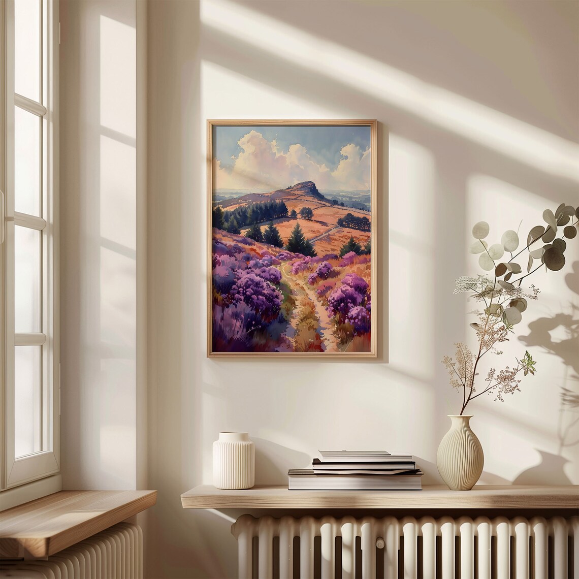Roseberry Topping North York Moors Heather Watercolor Poster - Image 4