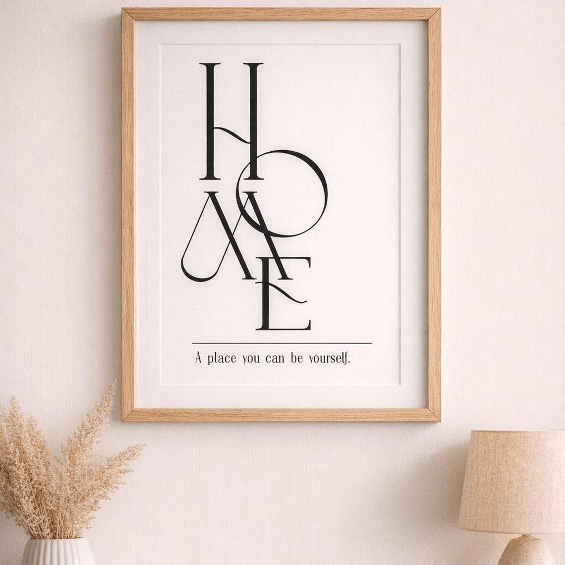 Home Stacked Serif Letters Quote A Place You Can Be Yourself Art Print