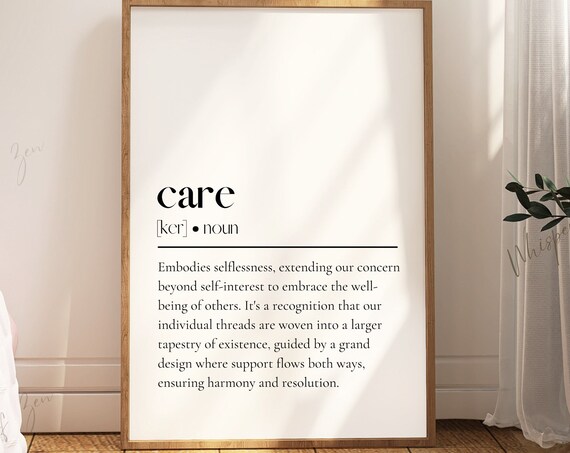 Care Definition, Inspirational Quote Poster