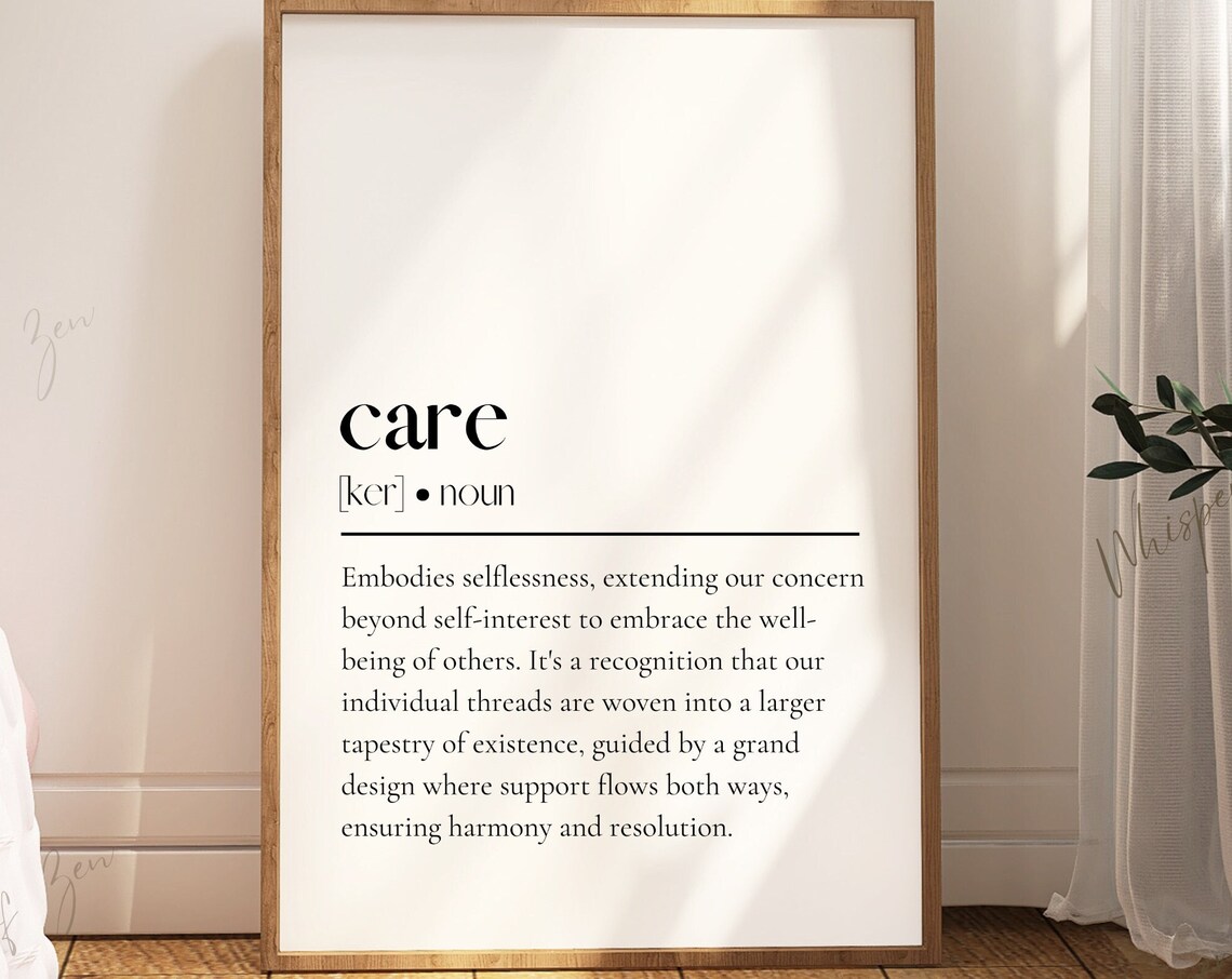Care Definition, Inspirational Quote Poster