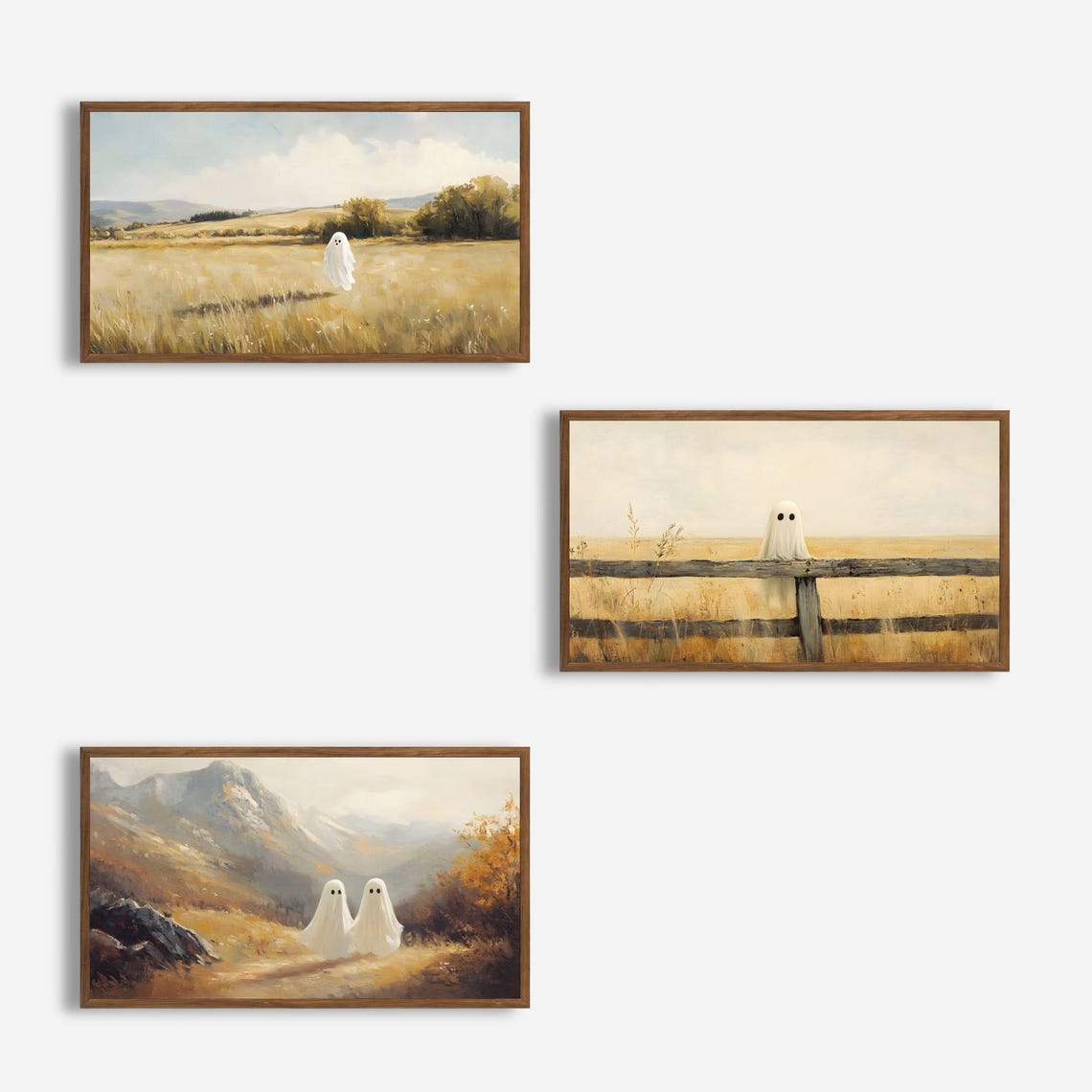 Nine Halloween Ghost Paintings Set Vintage Frame TV Art Poster - Image 3
