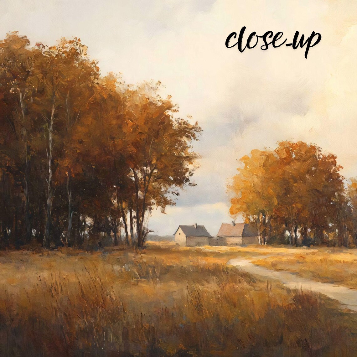 Golden Autumn Field Country Road Leading to Distant Farmhouse Poster - Image 4