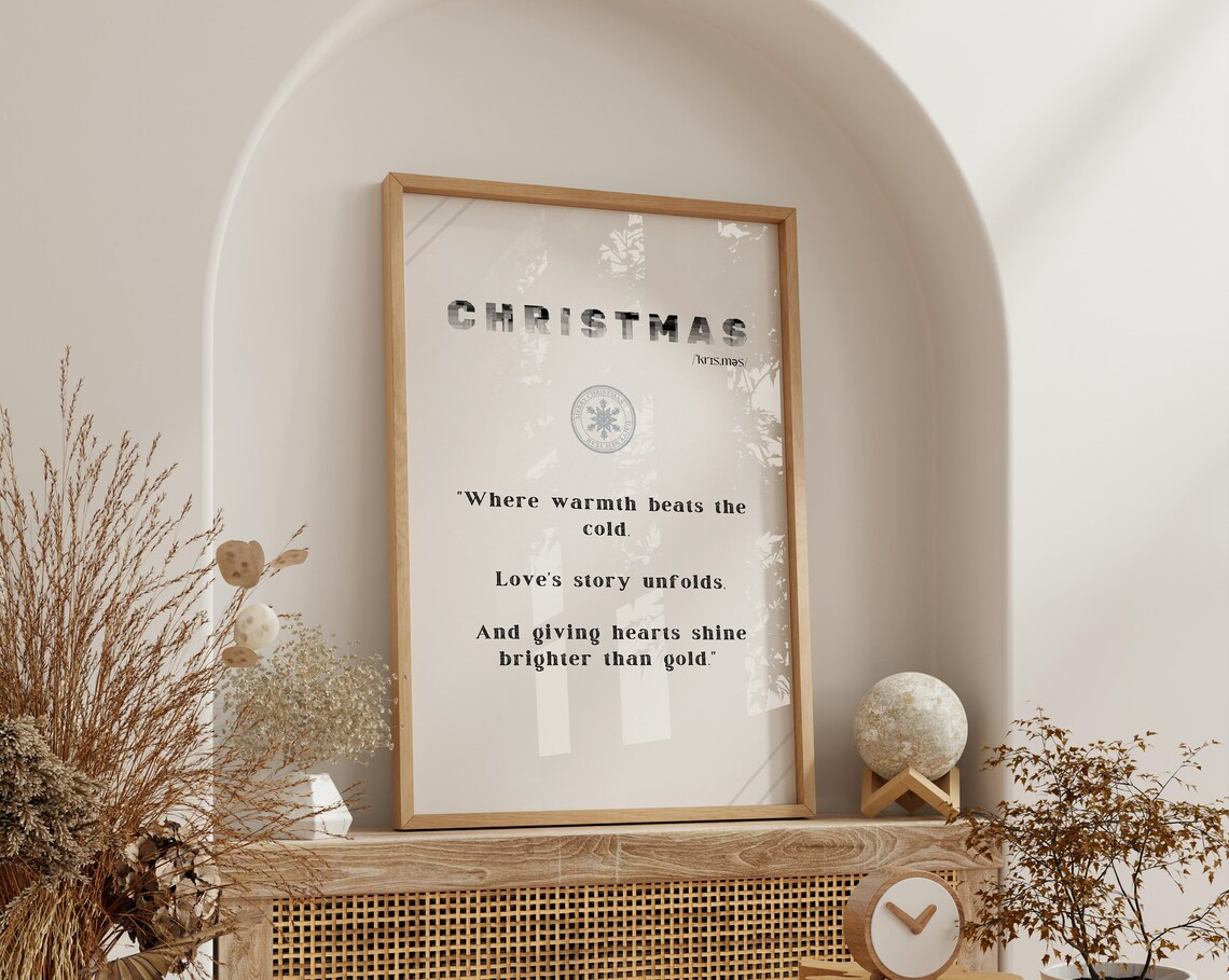 Christmas Definition Print Minimalist Snowflake Seal Heartfelt Quote Design - Image 3