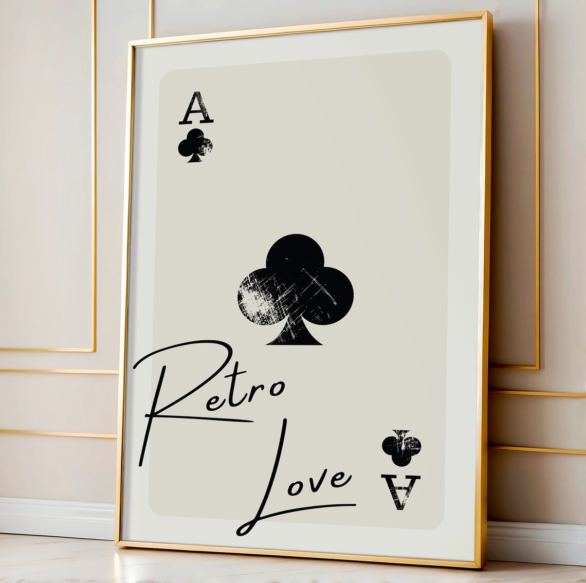 Ace Of Clubs Retro Love Calligraphy Vintage Card Deck Poster - Image 3