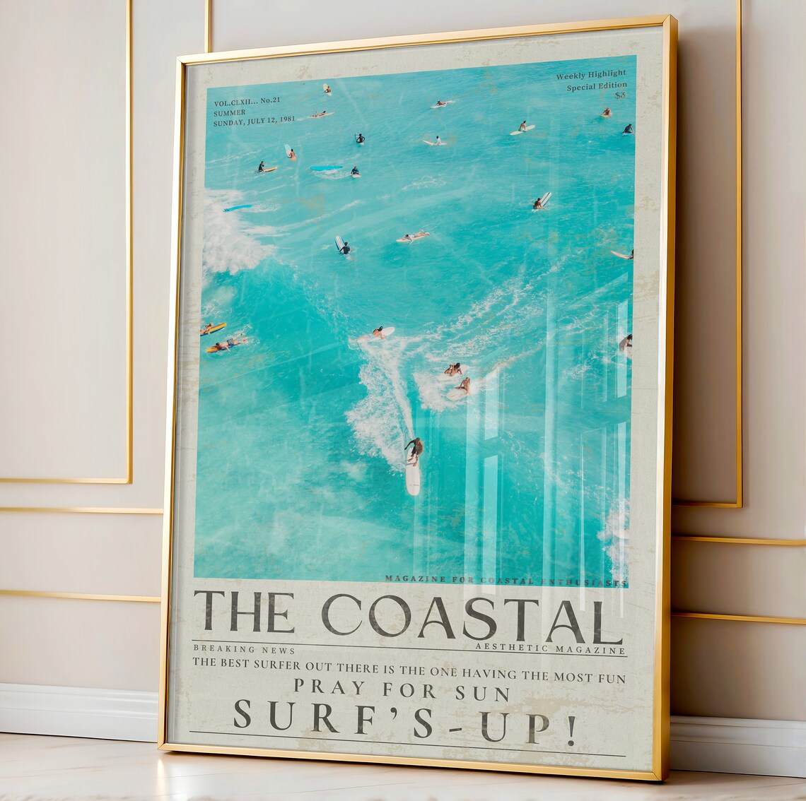 The Coastal Surf Magazine Aerial Surfers Surf's Up Retro Poster