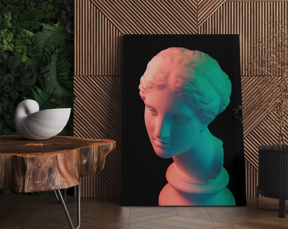 Neon Pink And Teal Vaporwave Venus de Milo Bust Painting Poster