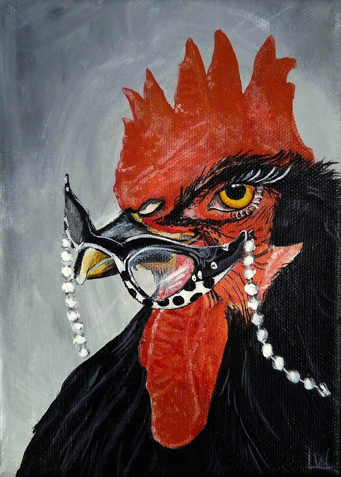 Lauren White Rockabilly Fashion Chicken Art Print