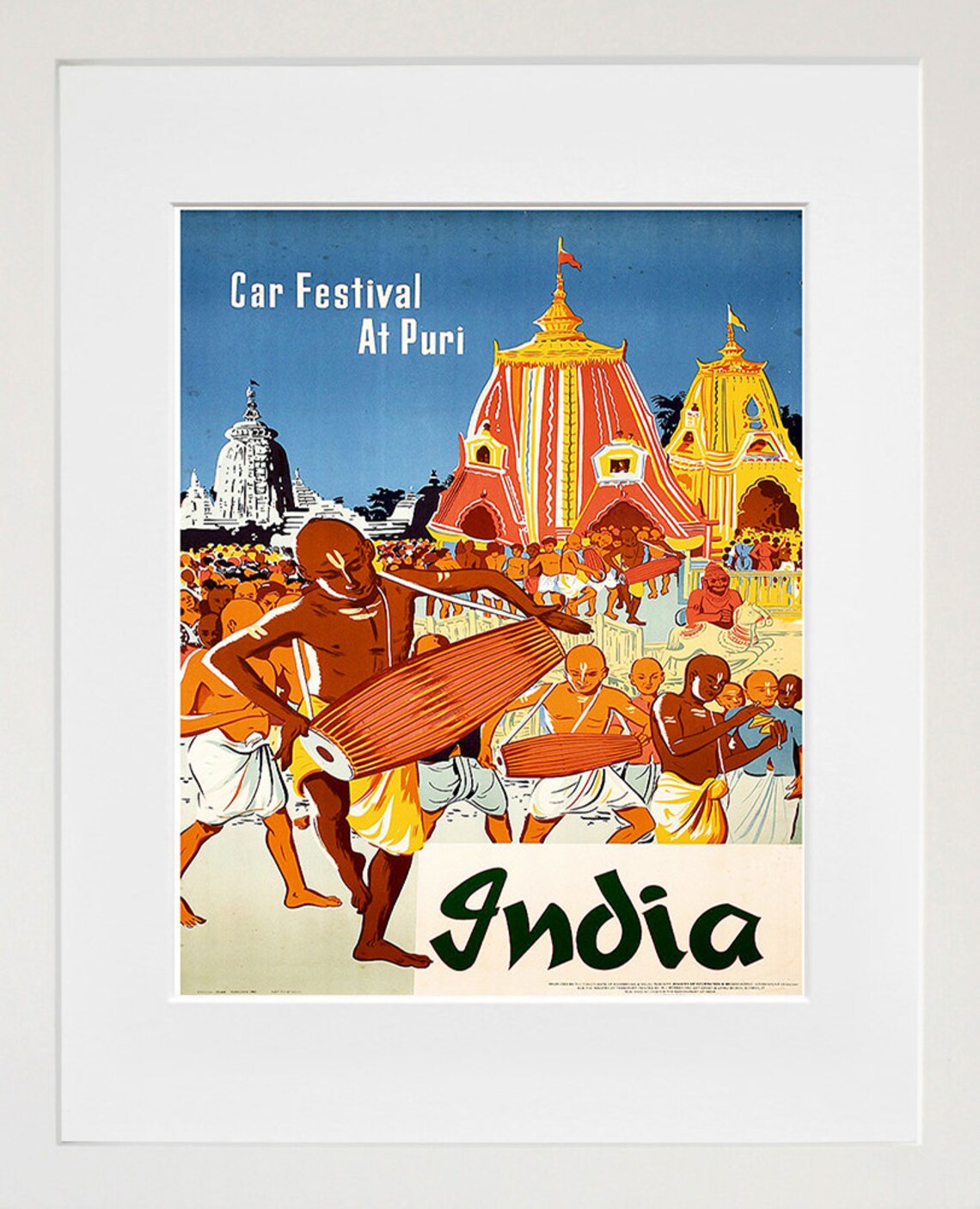 Car Festival at Puri India Vintage Temple Parade Travel Poster