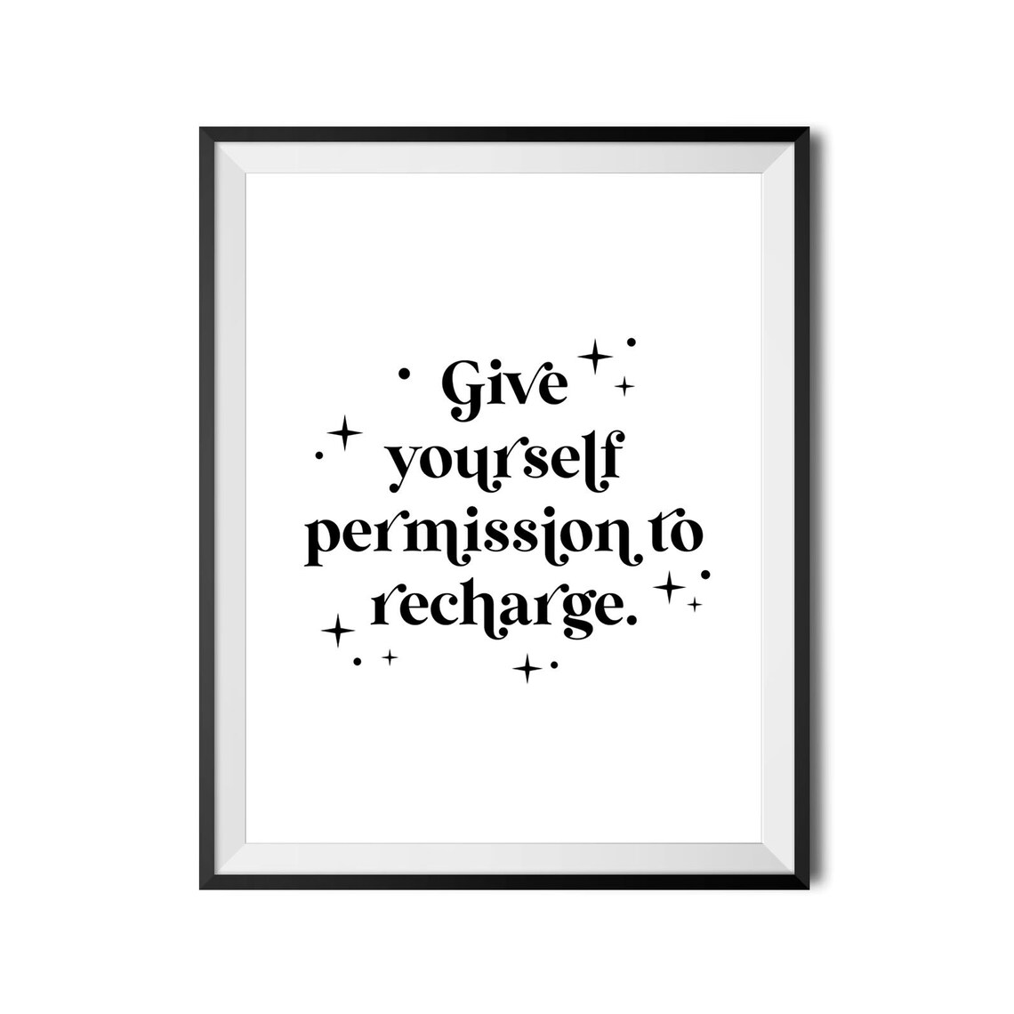 Give Yourself Permission To Recharge Mental Health Serif Wall Art - Image 3