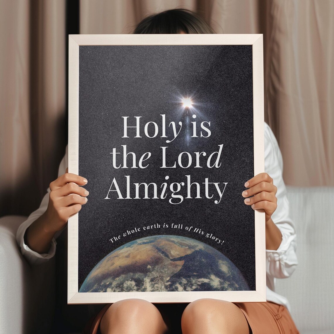 Holy Is The Lord Almighty Earth Night Sky Christian Scripture Print