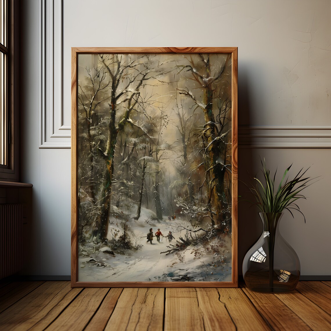 Vintage Winter Antique Snowy Wooded Landscape - Image 3