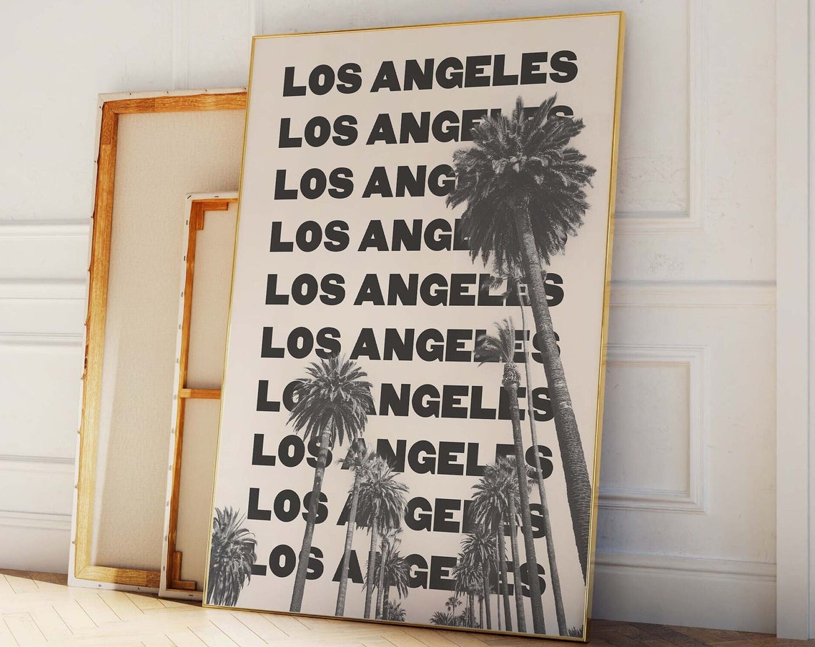 Los Angeles Black and White Palm Trees Travel Art Poster for Decor - Image 4