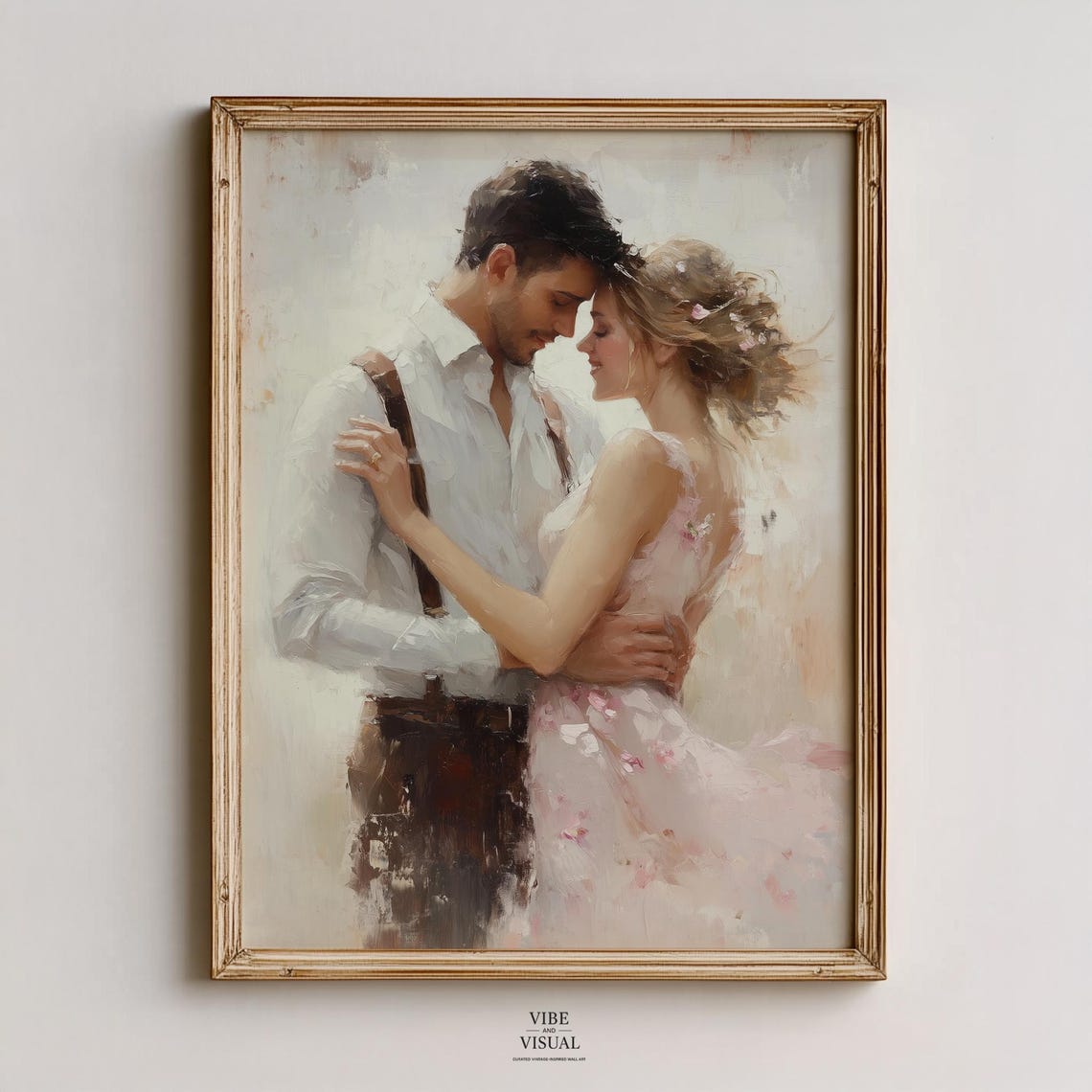 Romantic Couple Slow Dance Vintage Love Impressionist Art Poster
