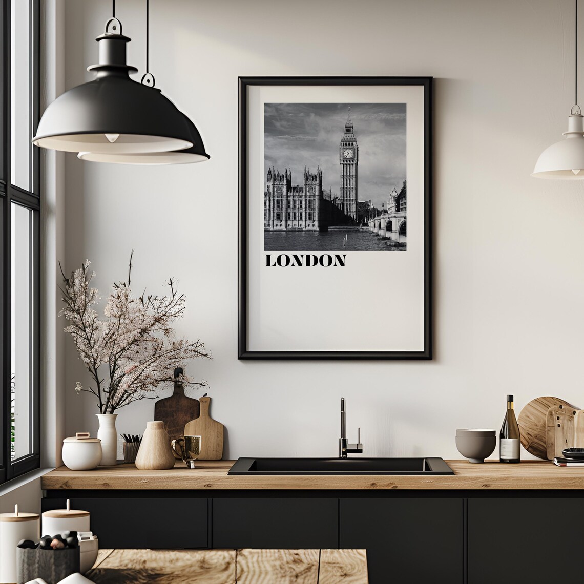 London Big Ben Parliament Black And White Photo Travel Poster - Image 4