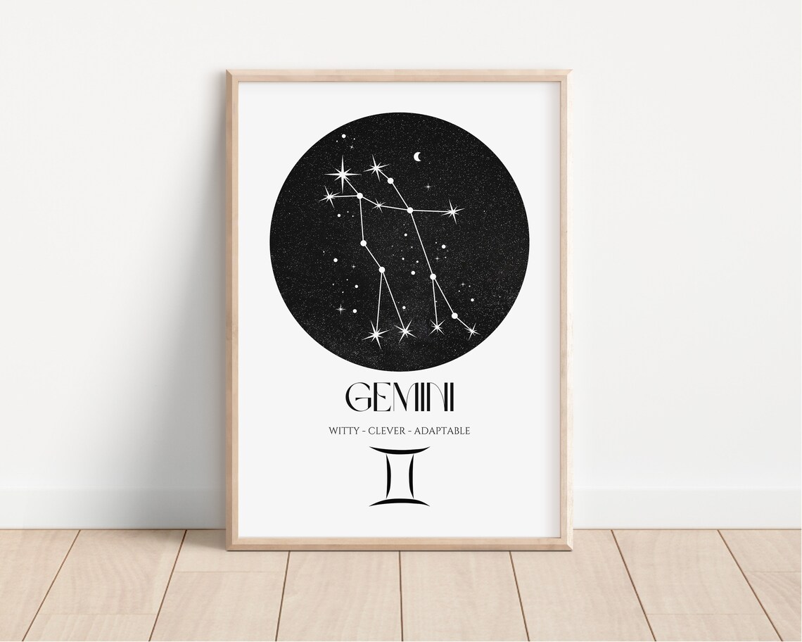 Gemini Zodiac Constellation Astrology Wall Decor Print - Image 3