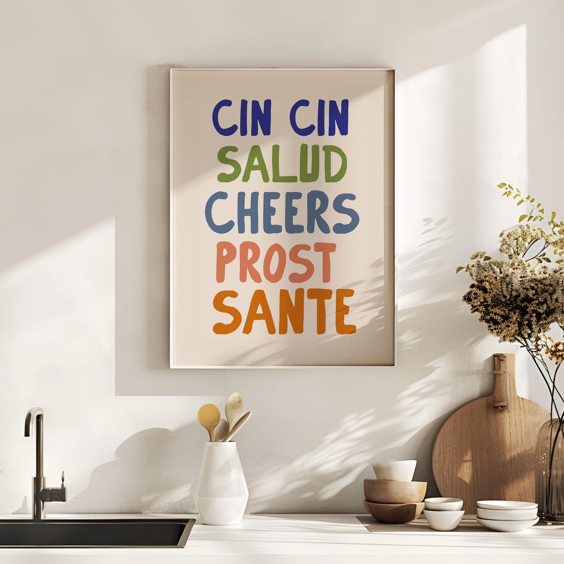 Cin Cin Salud Cheers Prost Sante Fun Multilingual Cheers Poster