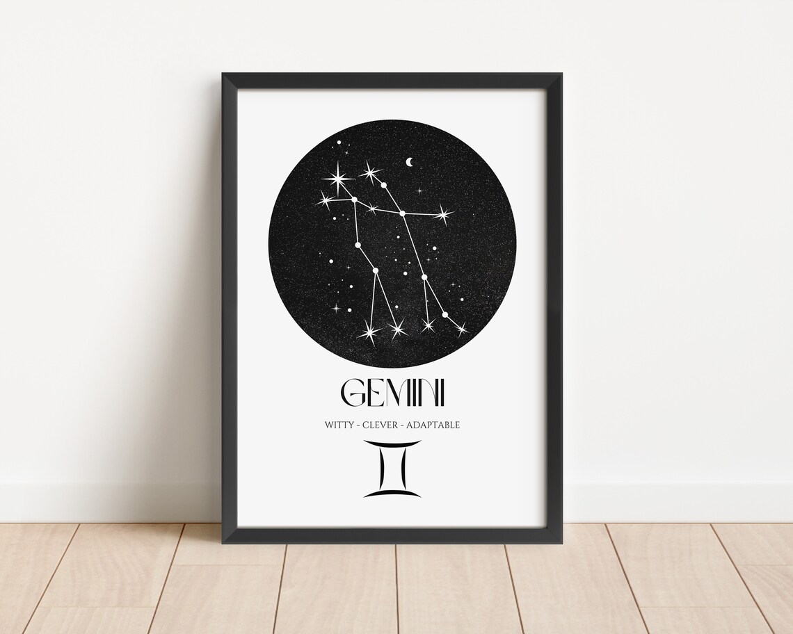 Gemini Zodiac Constellation Astrology Wall Decor Print