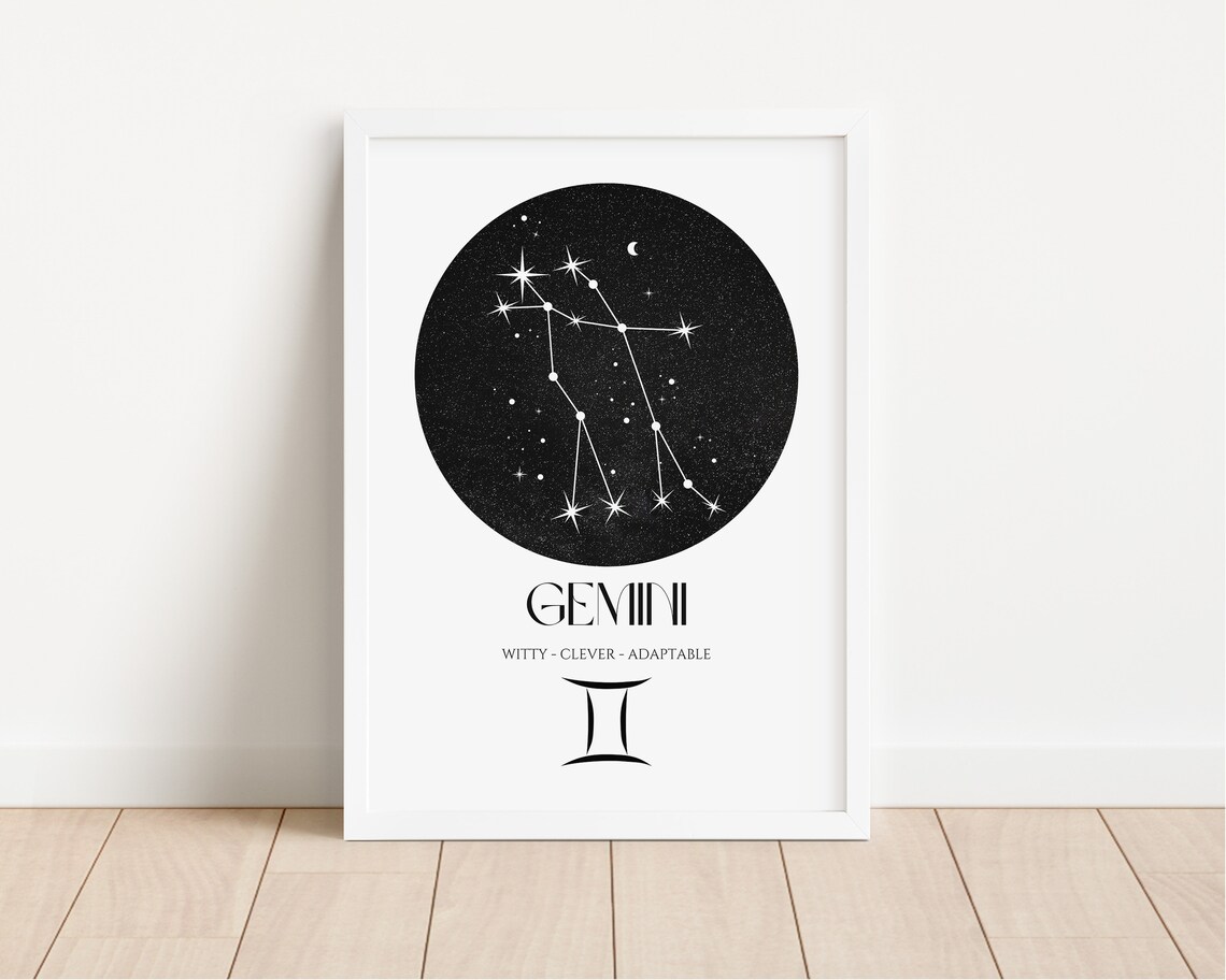 Gemini Zodiac Constellation Astrology Wall Decor Print - Image 4