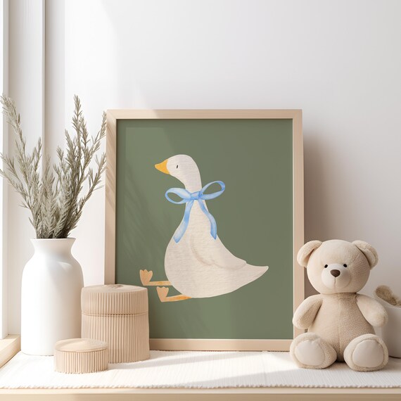 Cute Goose Wall Art Silly Goose Wall Art Nursery Room Decor Playroom Wall Decor Coquette Room Decor Farm Animal Print Boys Room Decor