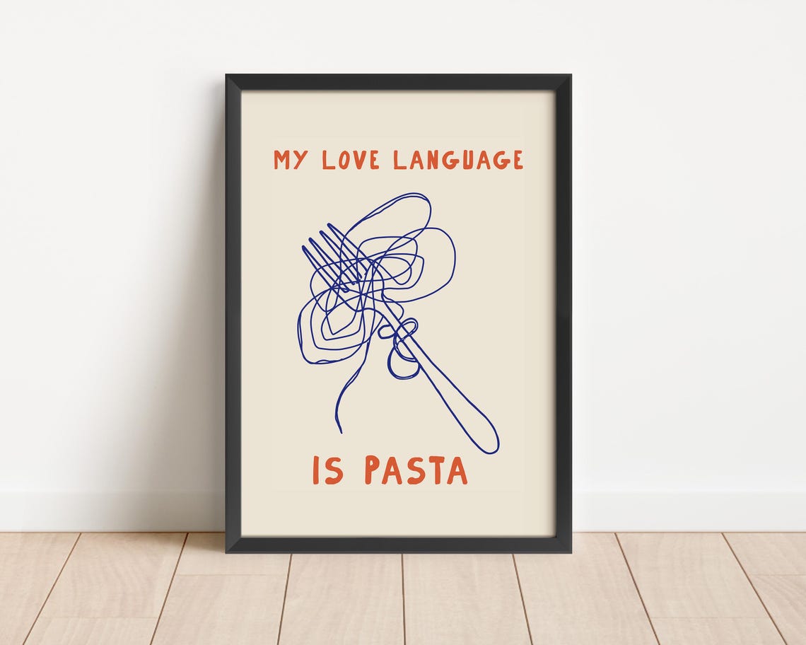 My Love Language Is Pasta Scribble Fork Doodle Kitchen Poster - Image 3