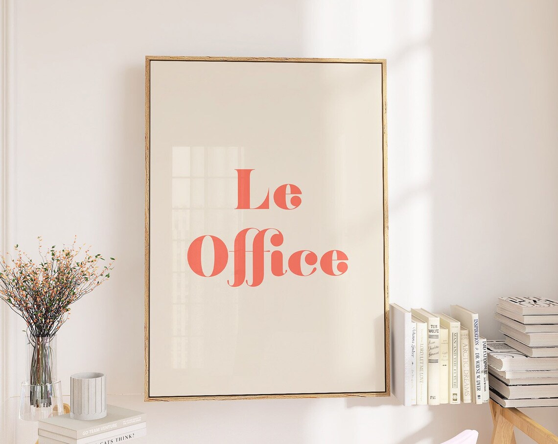 Le Office Retro Office Sign, Blush Pink Art Print