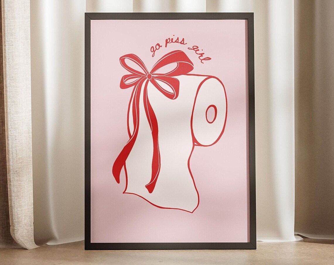 Go Piss Girl Retro Bathroom Wall Art Print