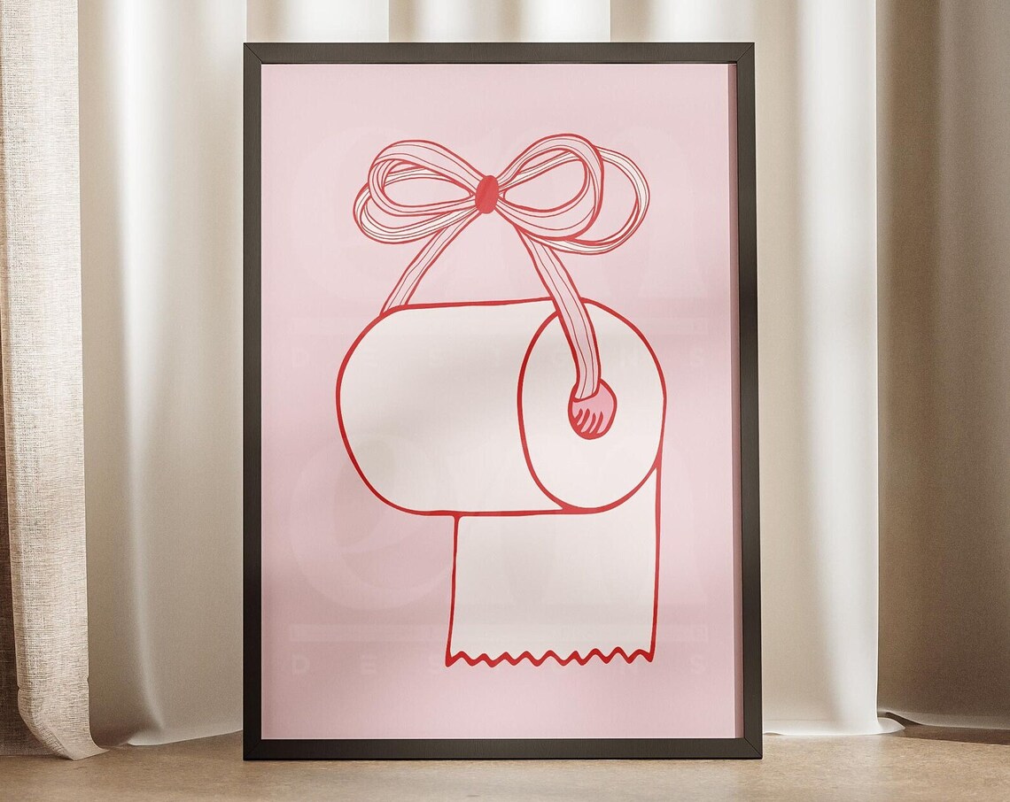 Toilet Paper Roll Coquette Core Retro Poster