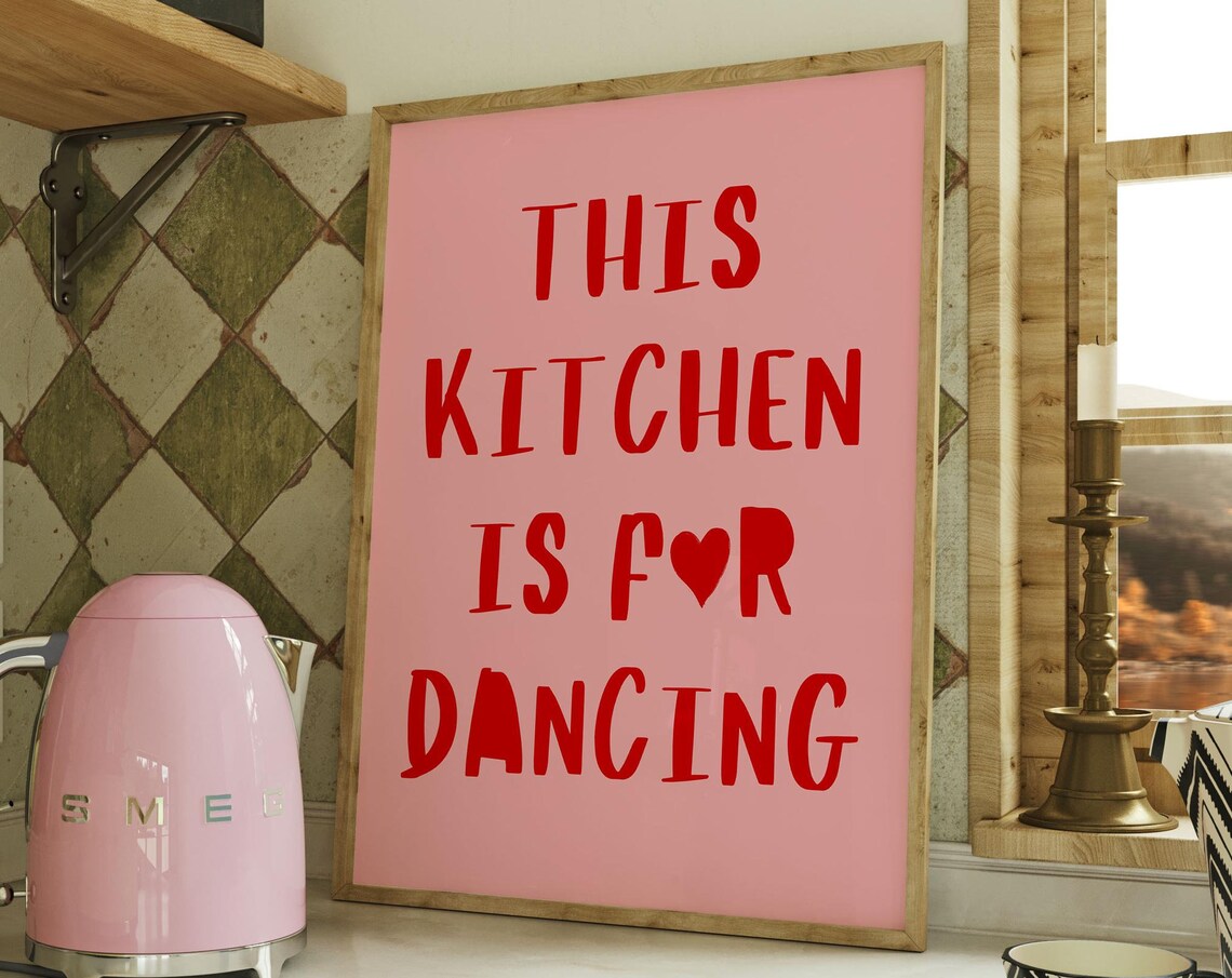 This Kitchen Is For Dancing Minimalist Heart Art Print