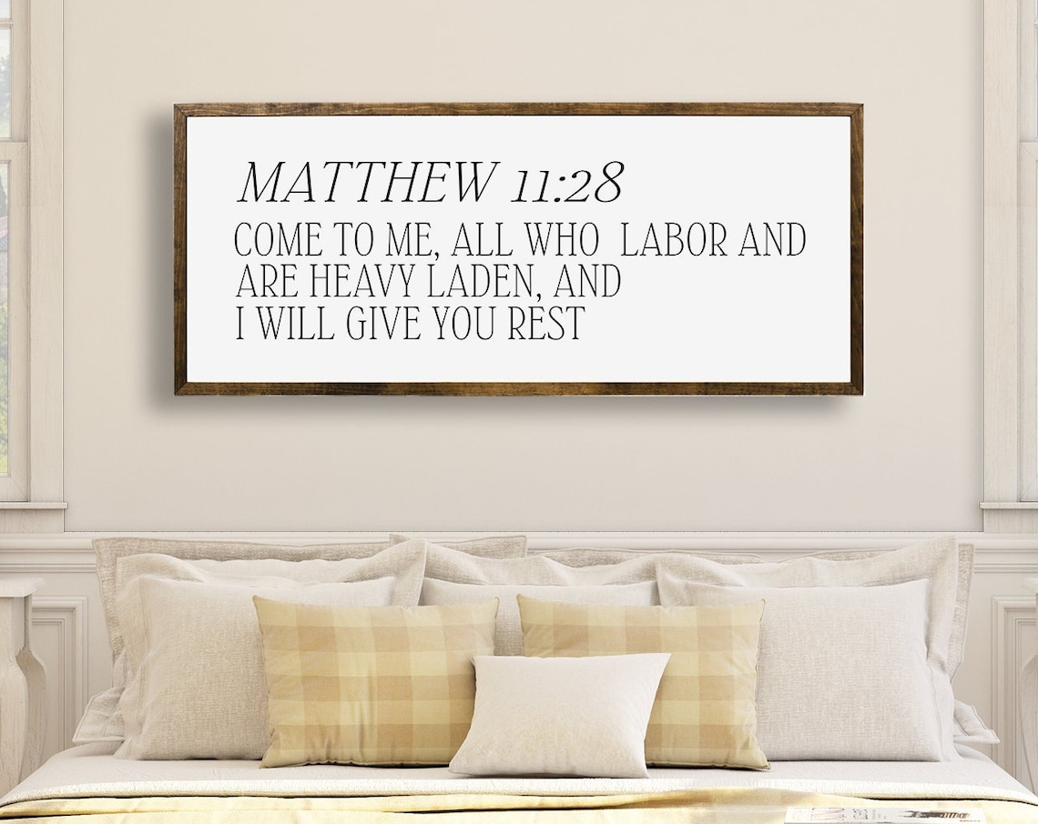 Matthew 11:28 Come To Me All Who Labor Scripture Rest Bedroom Wall Poster