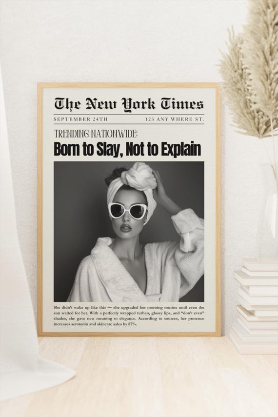 Newspaper Print Poster Born To Slay Fashion Art