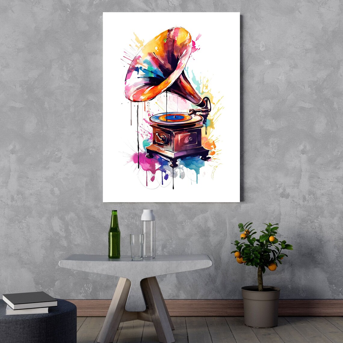 Gramophone Watercolor Art, Retro Music Lover Gift - Image 3