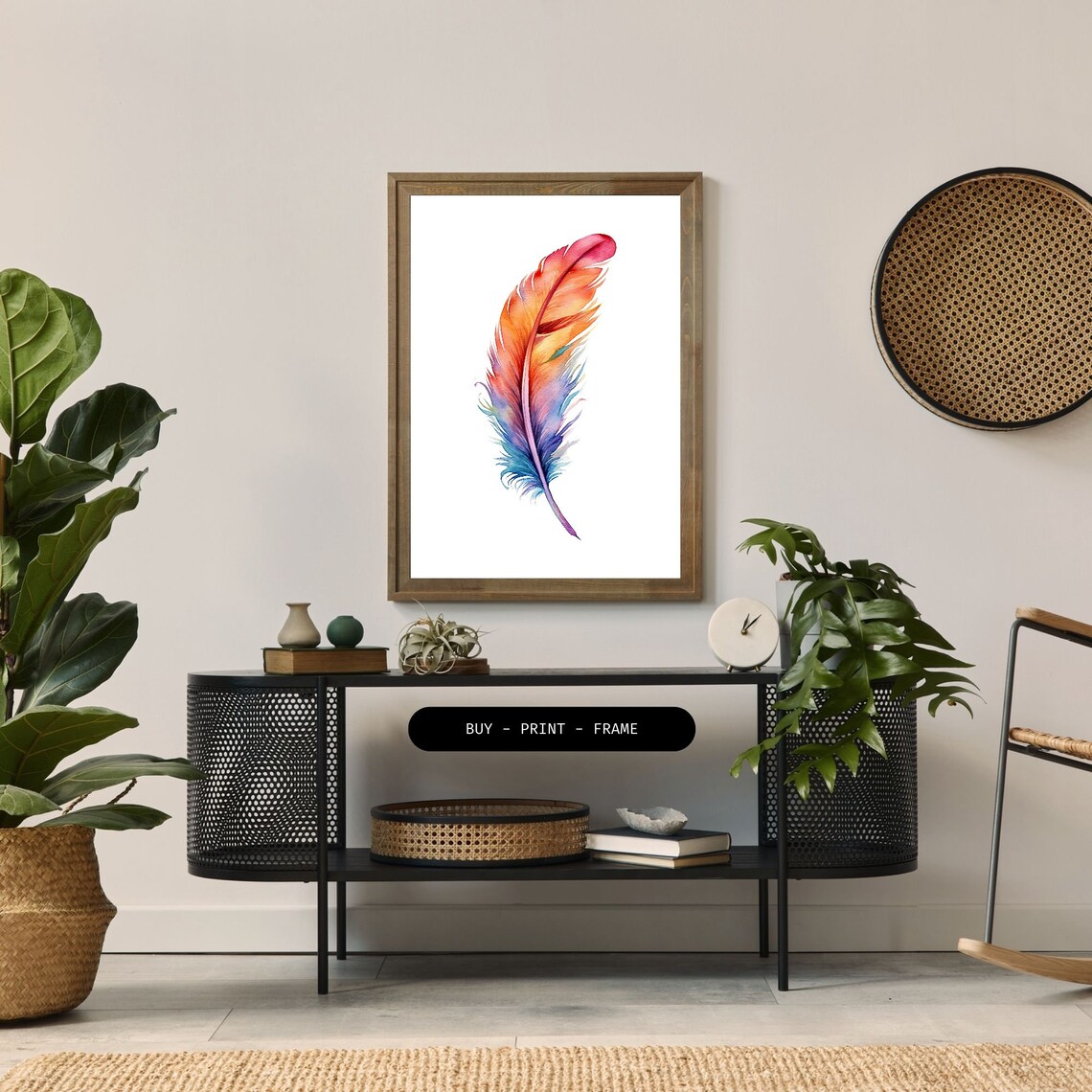 Feather Watercolor Art Print, Modern Bird Decor - Image 2