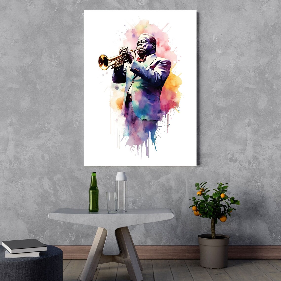 Passionate Jazz Trumpeter Watercolor Art Print - Image 3