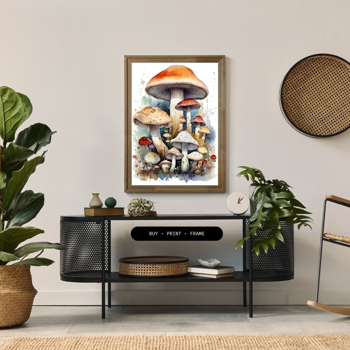 Mushrooms Watercolor Art Print, Modern Forest Decor - Image 2
